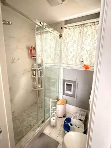 a bathroom with a sink and a shower