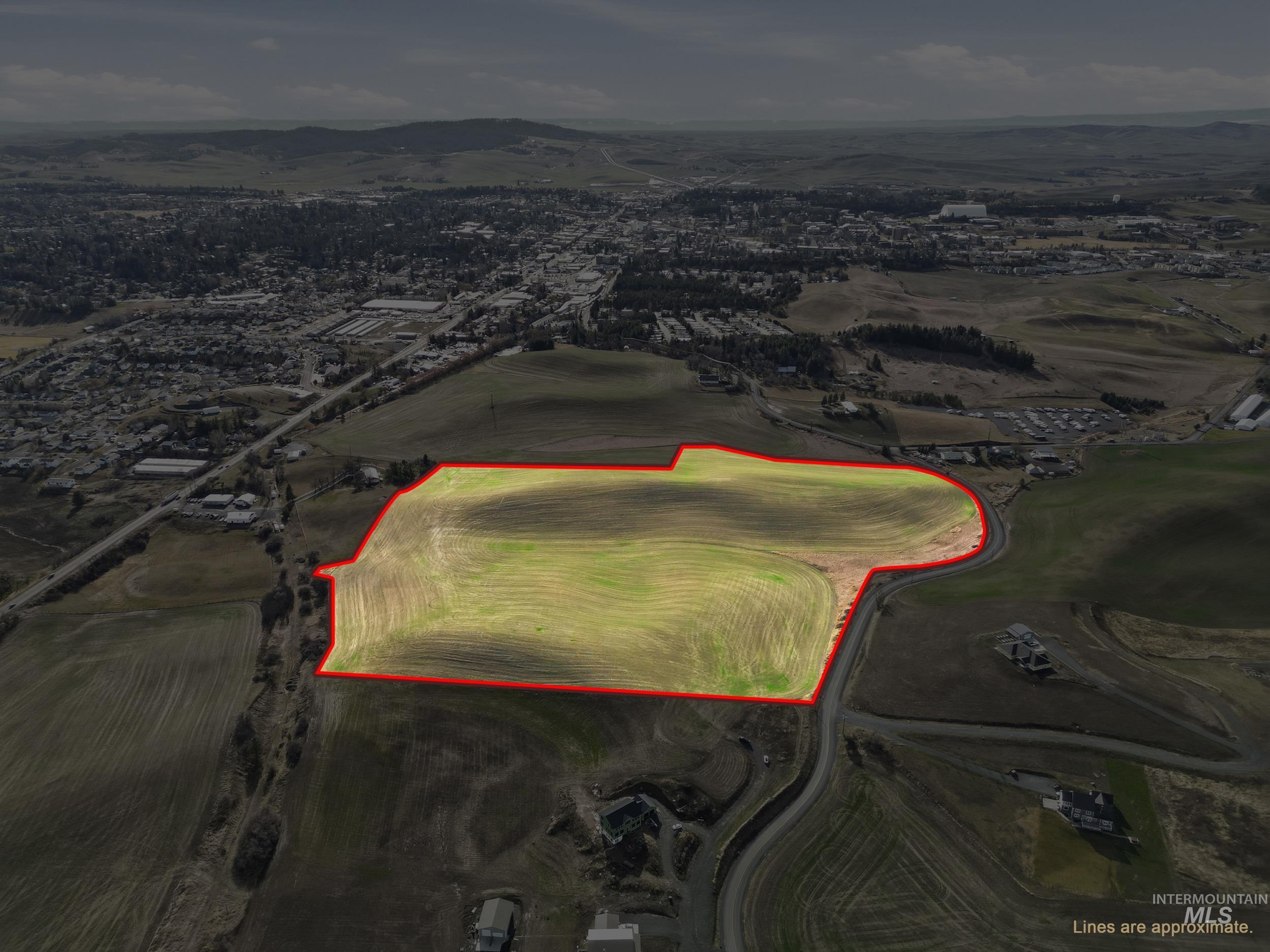 Tbd Mix Road Moscow, ID 83843 - Photo 5 of 40 Aerial view of property and surrounding area with property parcel outlined and a mountainous background