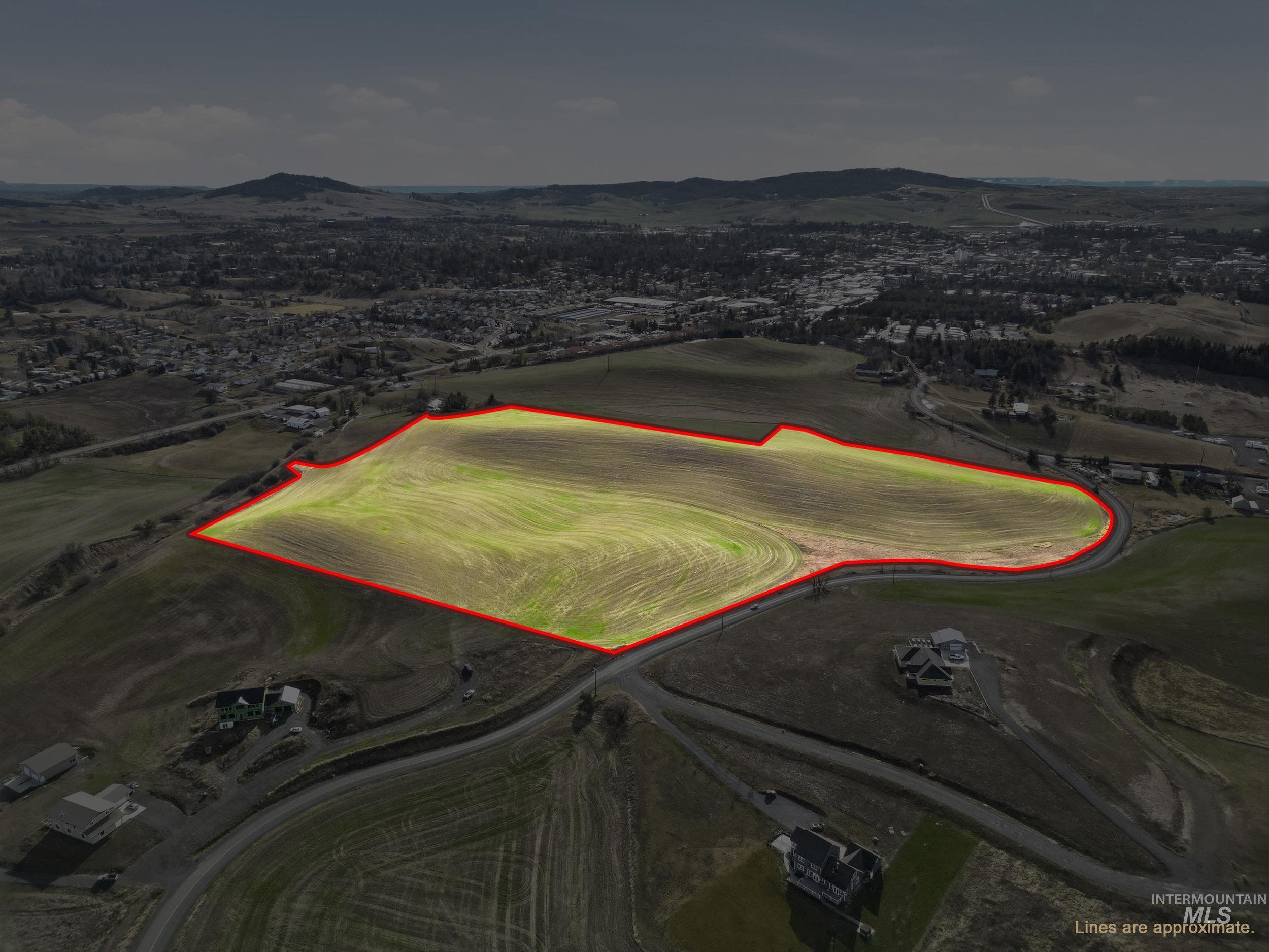 Tbd Mix Road Moscow, ID 83843 - Photo 6 of 40 Aerial view of property and surrounding area featuring a mountainous background and property parcel outlined