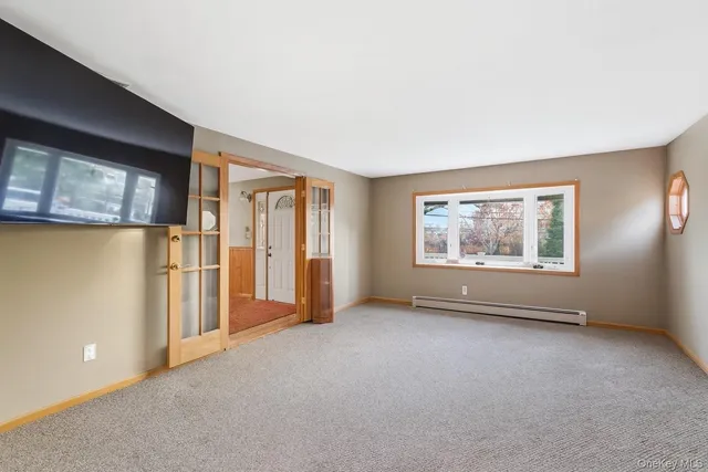 an empty room with windows