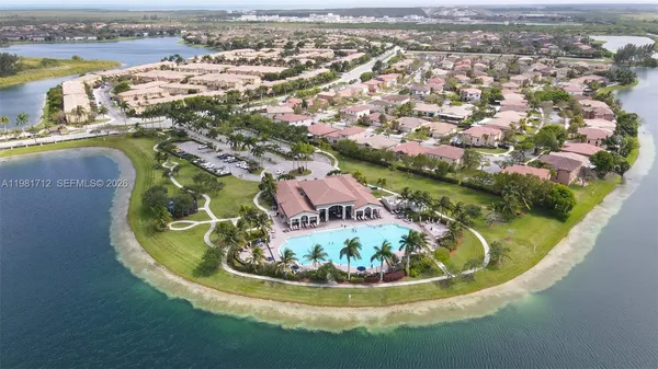 an aerial view of a house