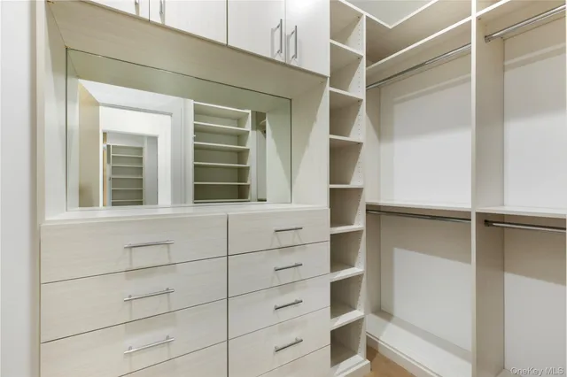 a view of an empty walk in closet