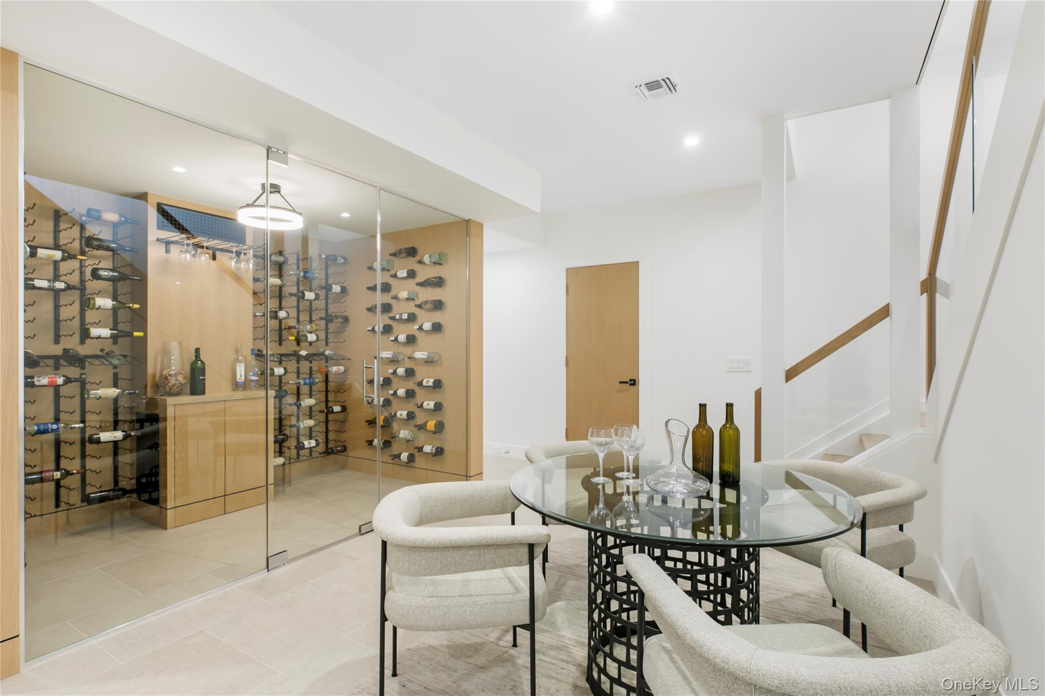 158 Cobb Road Water Mill, NY 11976 - Photo 31 of 43 Wine room with recessed lighting and tile patterned flooring