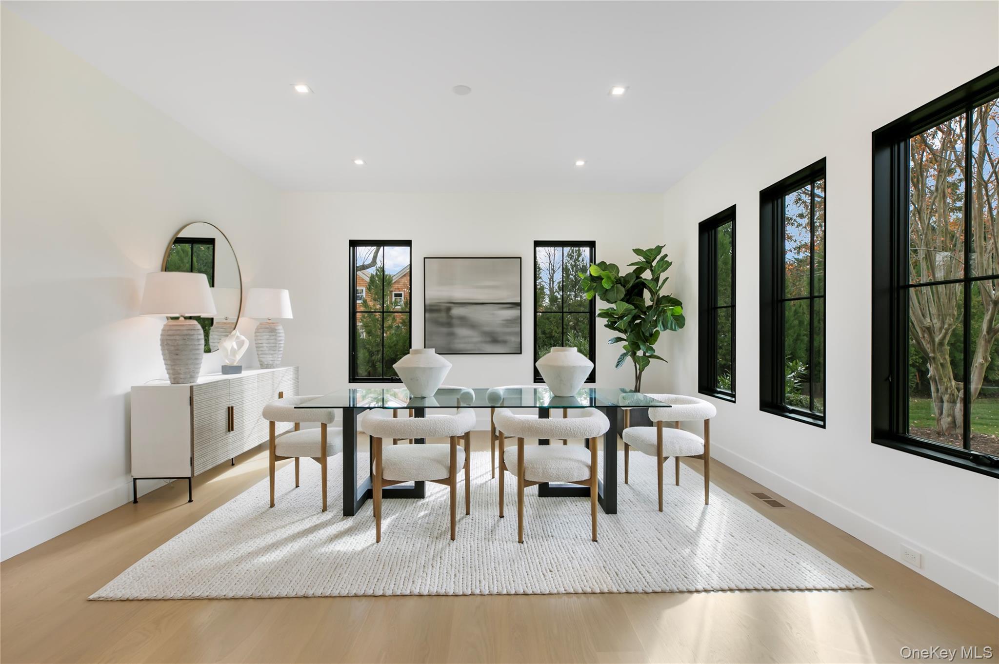 158 Cobb Road Water Mill, NY 11976 - Photo 8 of 43 Dining space featuring light wood-style flooring and recessed lighting