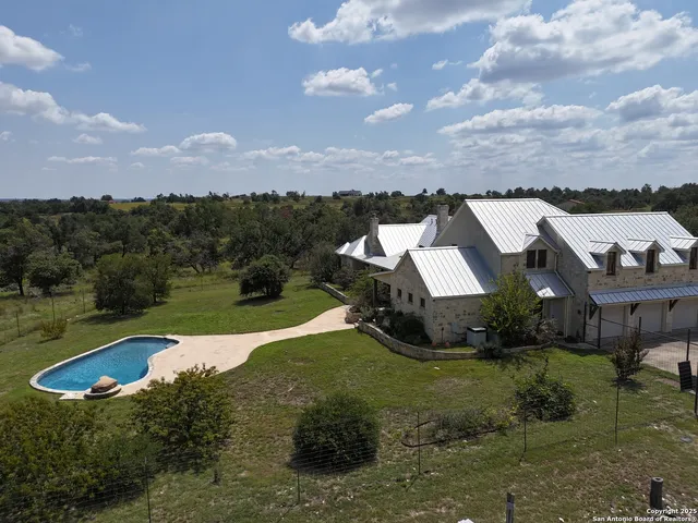 an aerial view of a house