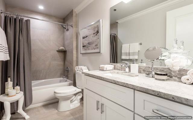 Undisclosed Address Chicago, IL 60607 - Photo 11 of 16 a bathroom with a granite countertop sink toilet and shower