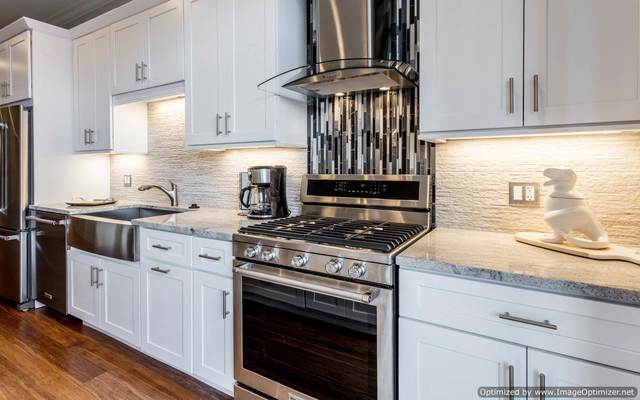 Undisclosed Address Chicago, IL 60607 - Photo 5 of 16 a kitchen with granite countertop a stove and a sink