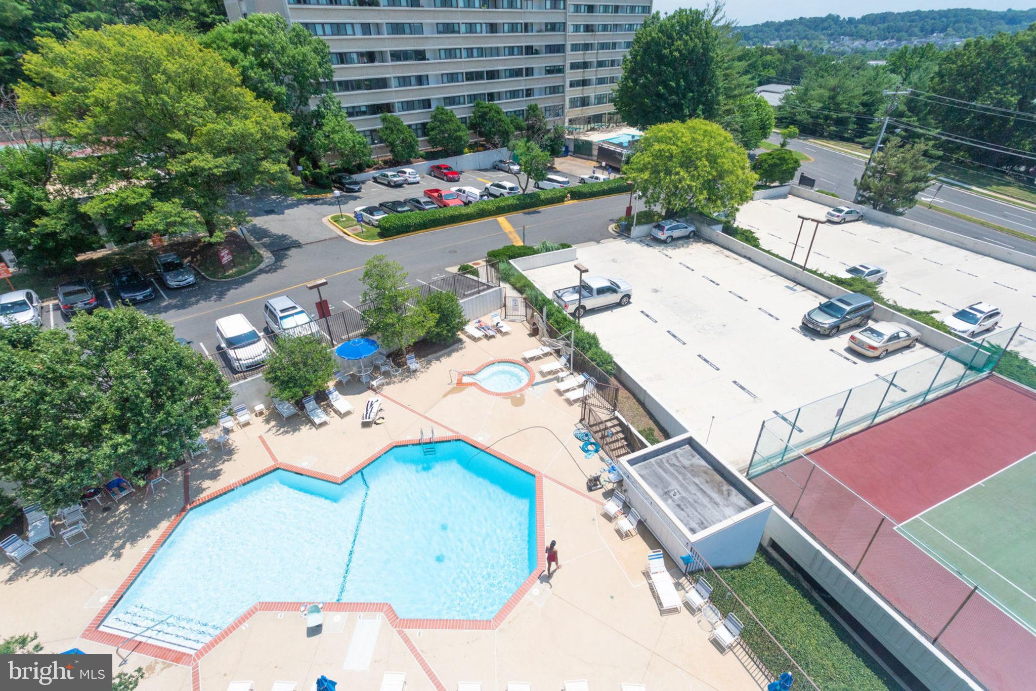 6101 Edsall Road, Unit 611 Alexandria, VA 22304 - Photo 44 of 65 VIEW OF POOL AND TENNIS COURT FROM BALCONY