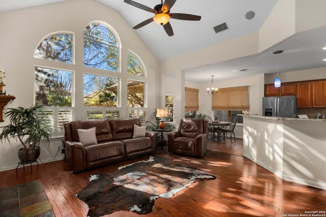 a living room with furniture