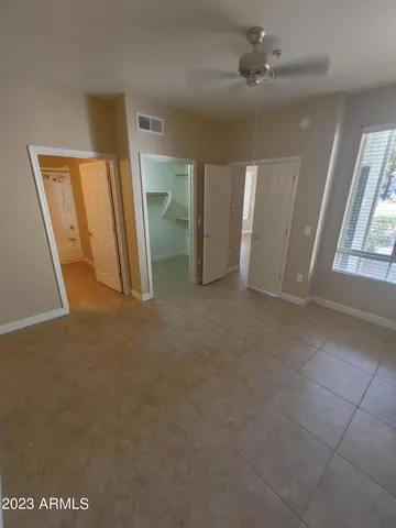 a view of an empty walk in closet