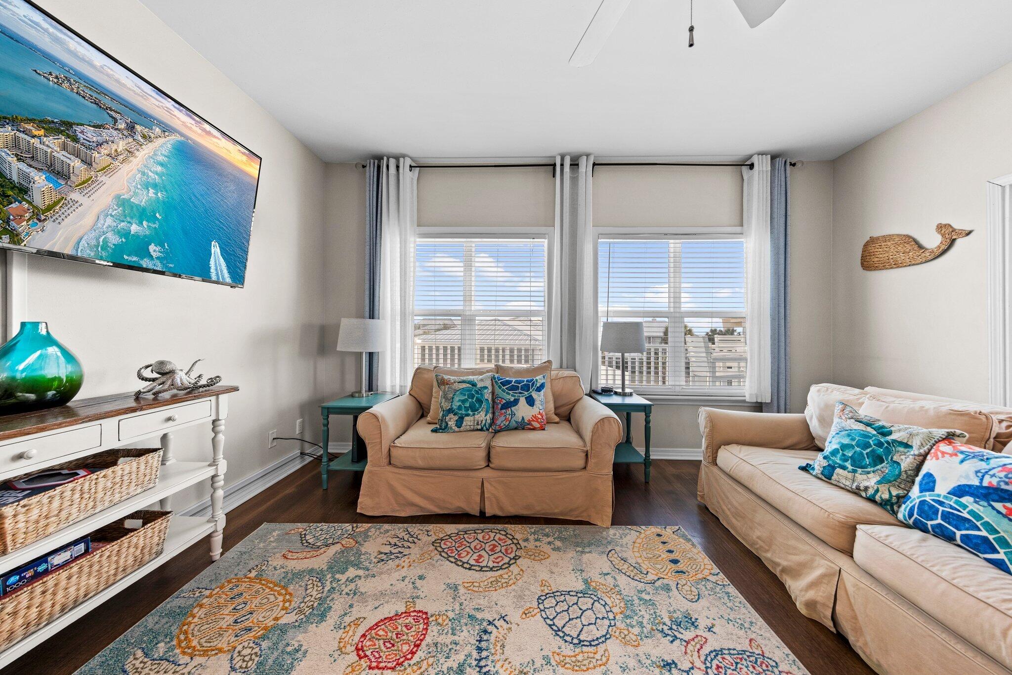 156 Emerald Dunes Circle Santa Rosa Beach, FL 32459 - Photo 2 of 43 a living room with furniture and a large window