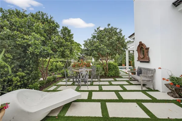 a view of yard and patio