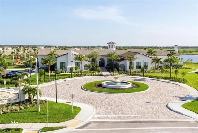 an aerial view of a house with a garden