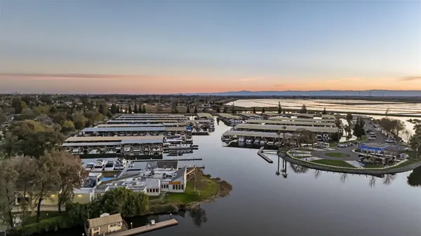 a view of a lake and a city