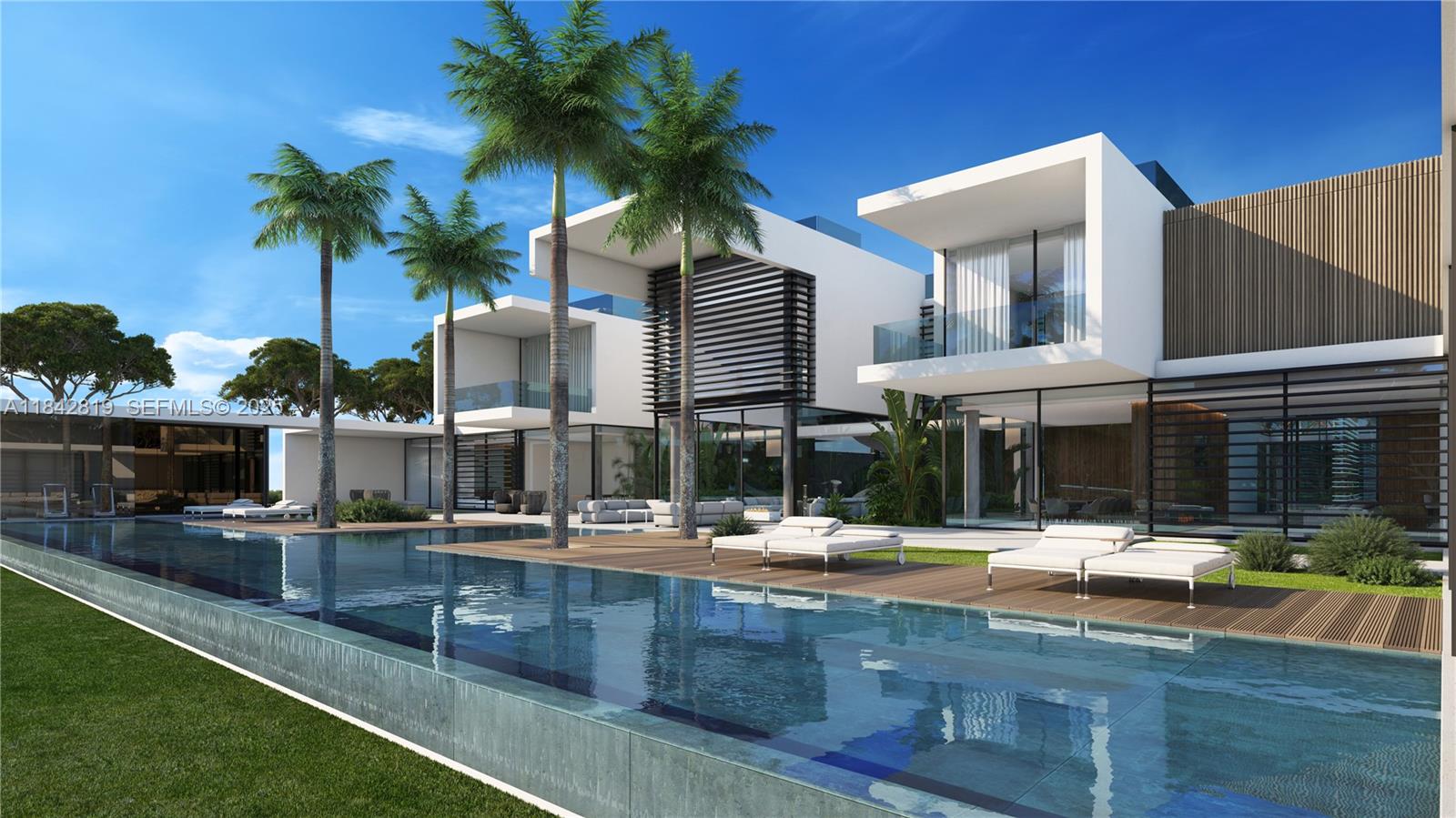 a outdoor space with lots of palm trees