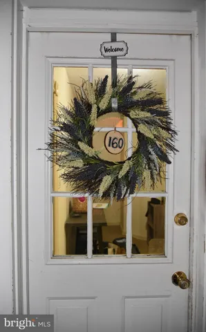 a view of a door and a street view