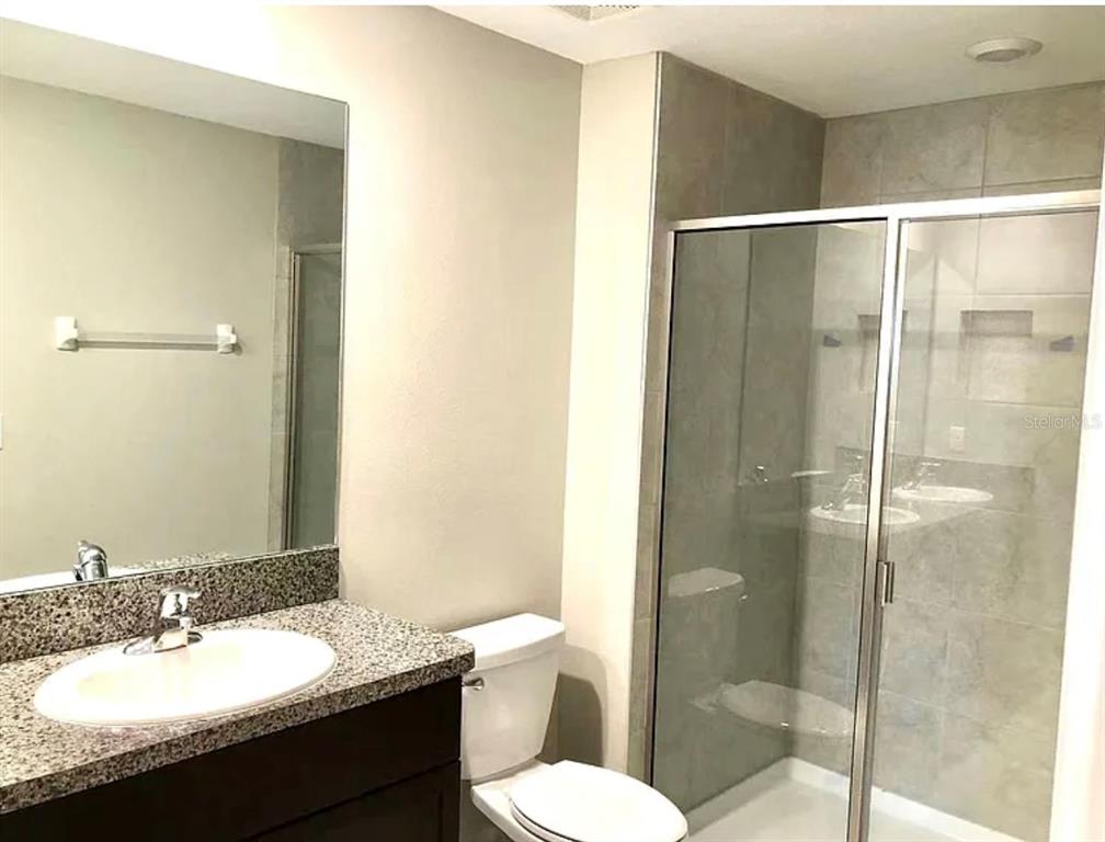 11768 Dumaine Valley Road Riverview, FL 33579 - Photo 4 of 6 a bathroom with a granite countertop sink toilet and shower