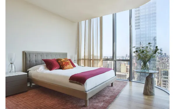 a living room with a large window