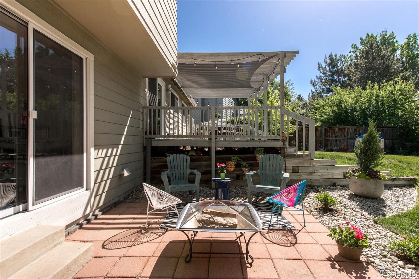 100 Prairie Ridge Road Highlands Ranch, CO 80126 - Photo 33 of 34 a view of a patio with table and chairs potted plants