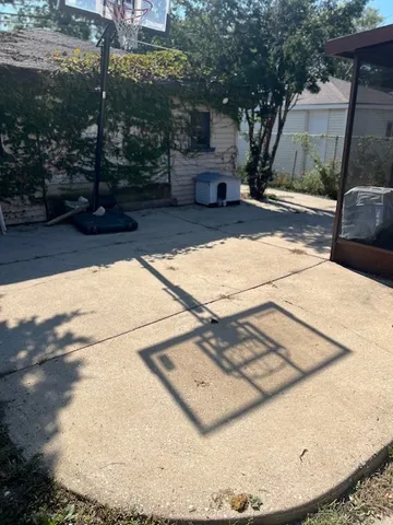 a view of a backyard of a house