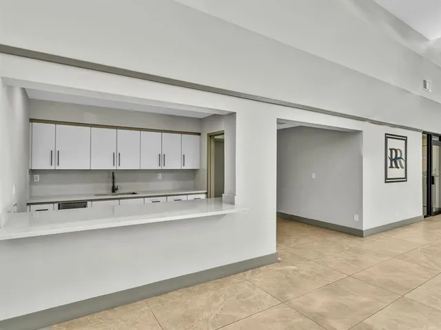 an aerial view of a swimming pool