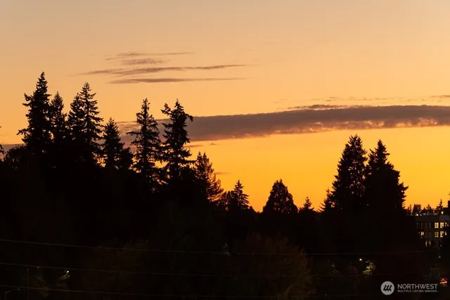a sunset view with ocean view