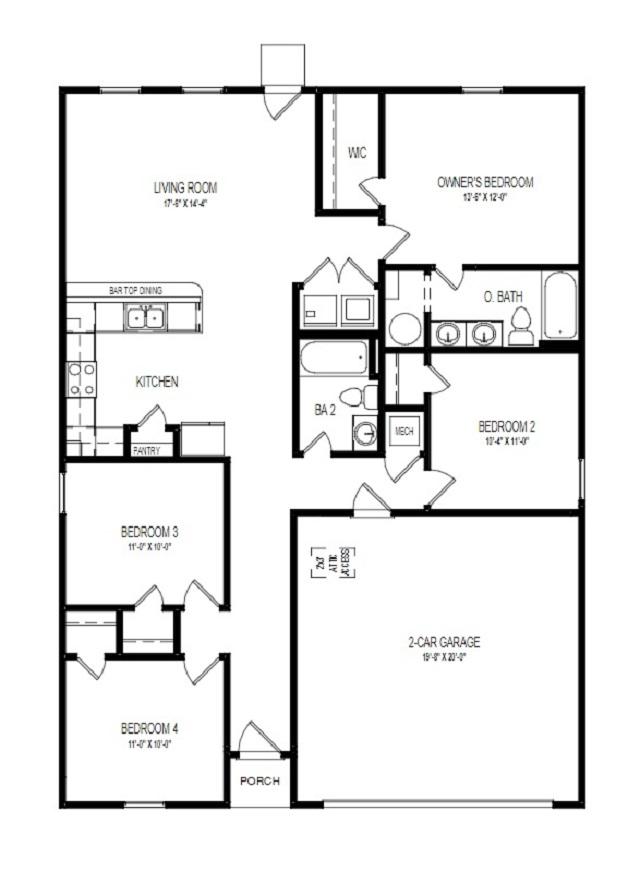 233 Waverly Road, Unit LOT #324 Walterboro, SC 29488 - Photo 2 of 2 1402 2-Car - Floor Plan - BROCHURE - GRP