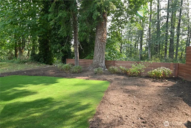 a view of outdoor space with trees all around