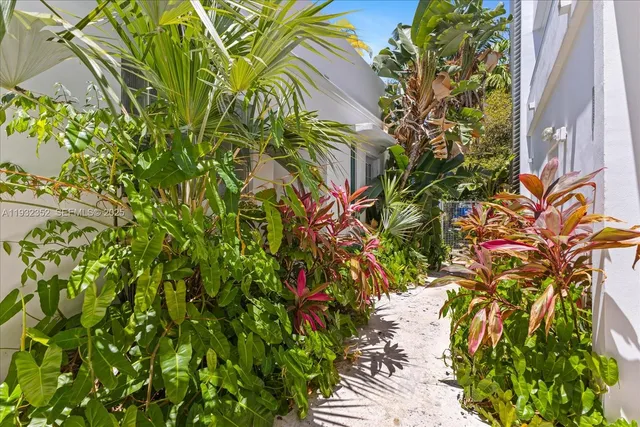 a view of a balcony with an outdoor space