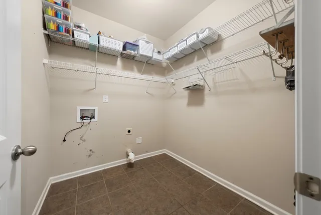 a view of a room with racks on the wall