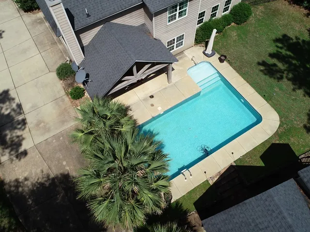 an aerial view of a house