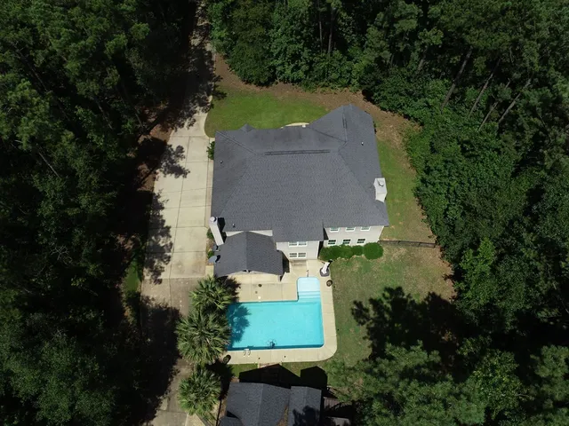 an aerial view of a house