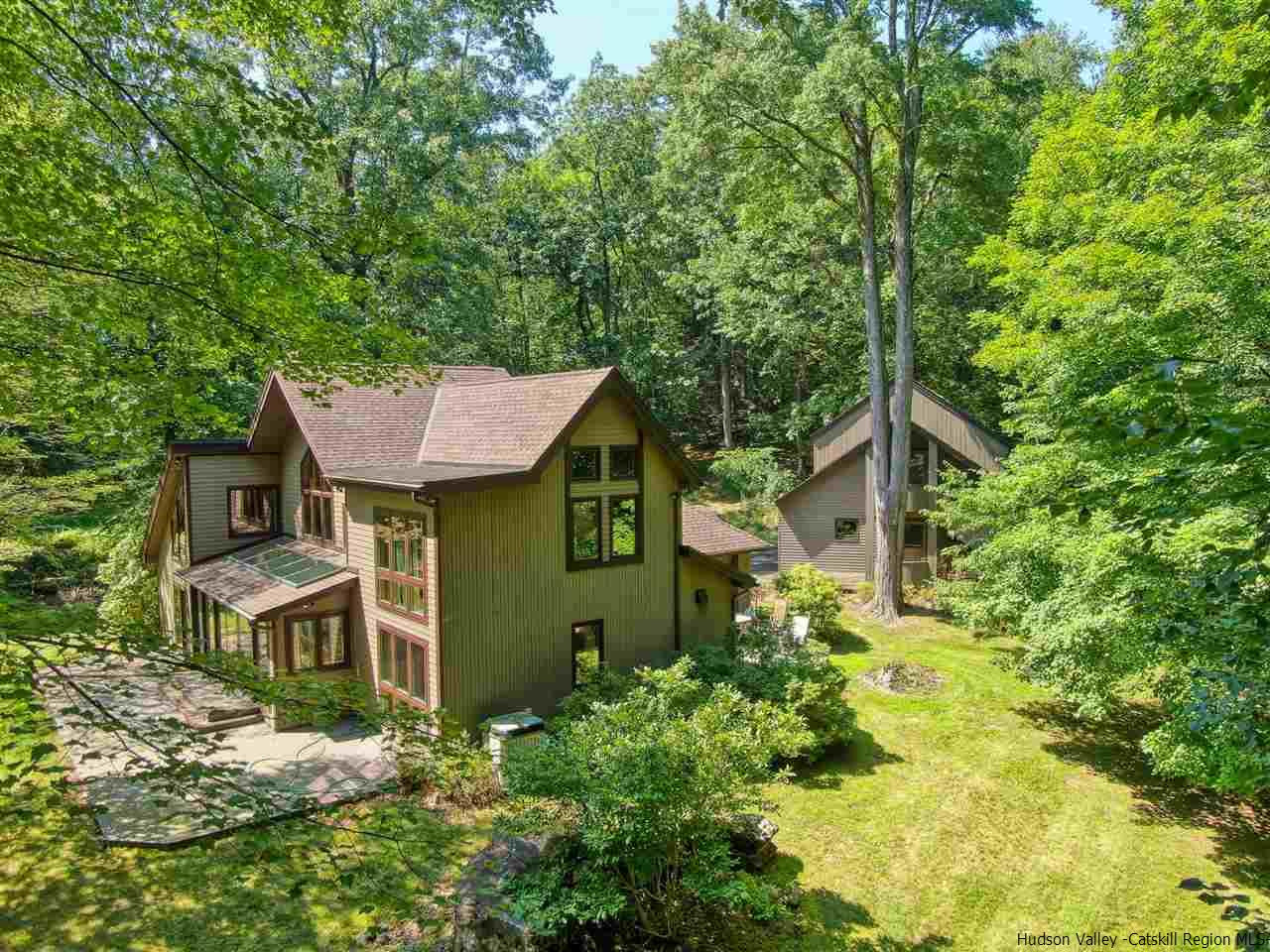 an aerial view of a house