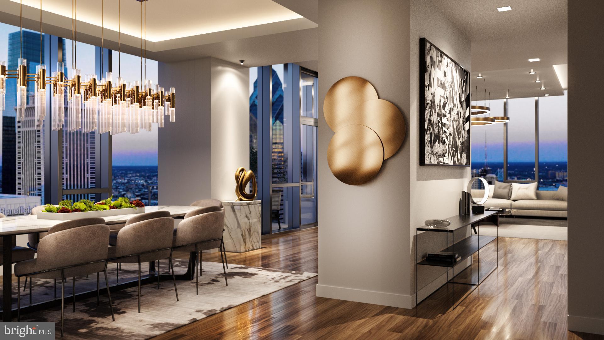 1911 Walnut Street, Unit 4302 Philadelphia, PA 19103 - Photo 2 of 20 a bedroom with furniture and a mirror