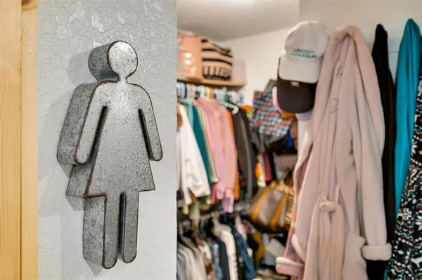 a close view of walk in closet