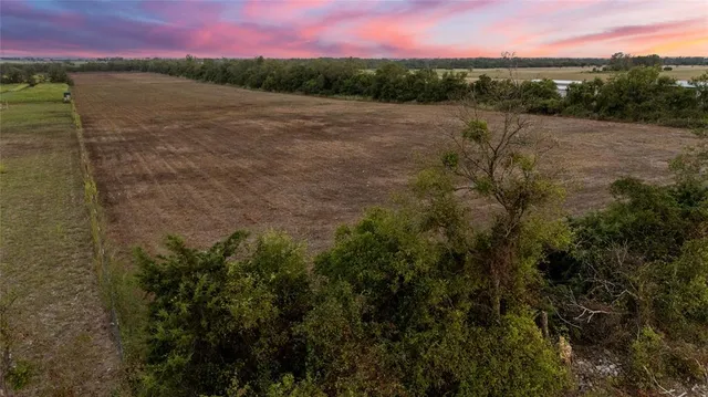 a view of a lake from a yard