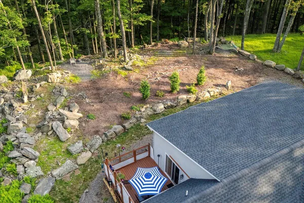 a view of a yard with plants