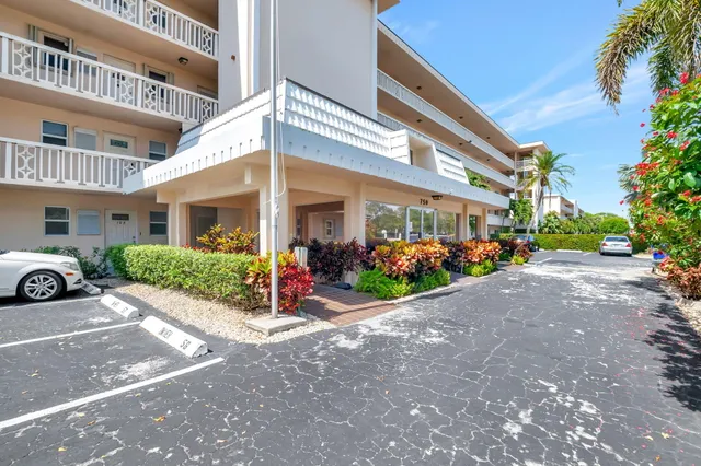 a view of a building with a street