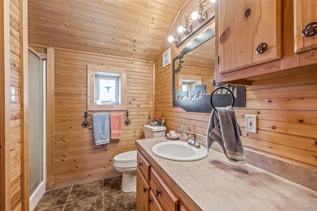 a bathroom with a sink a toilet and mirror