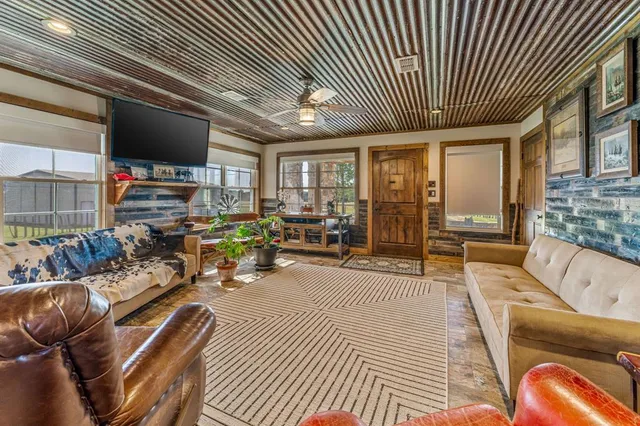 a living room with furniture