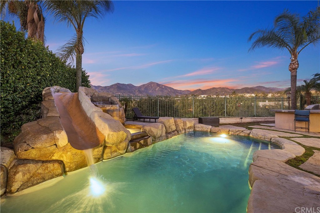 a view of a lake with a mountain