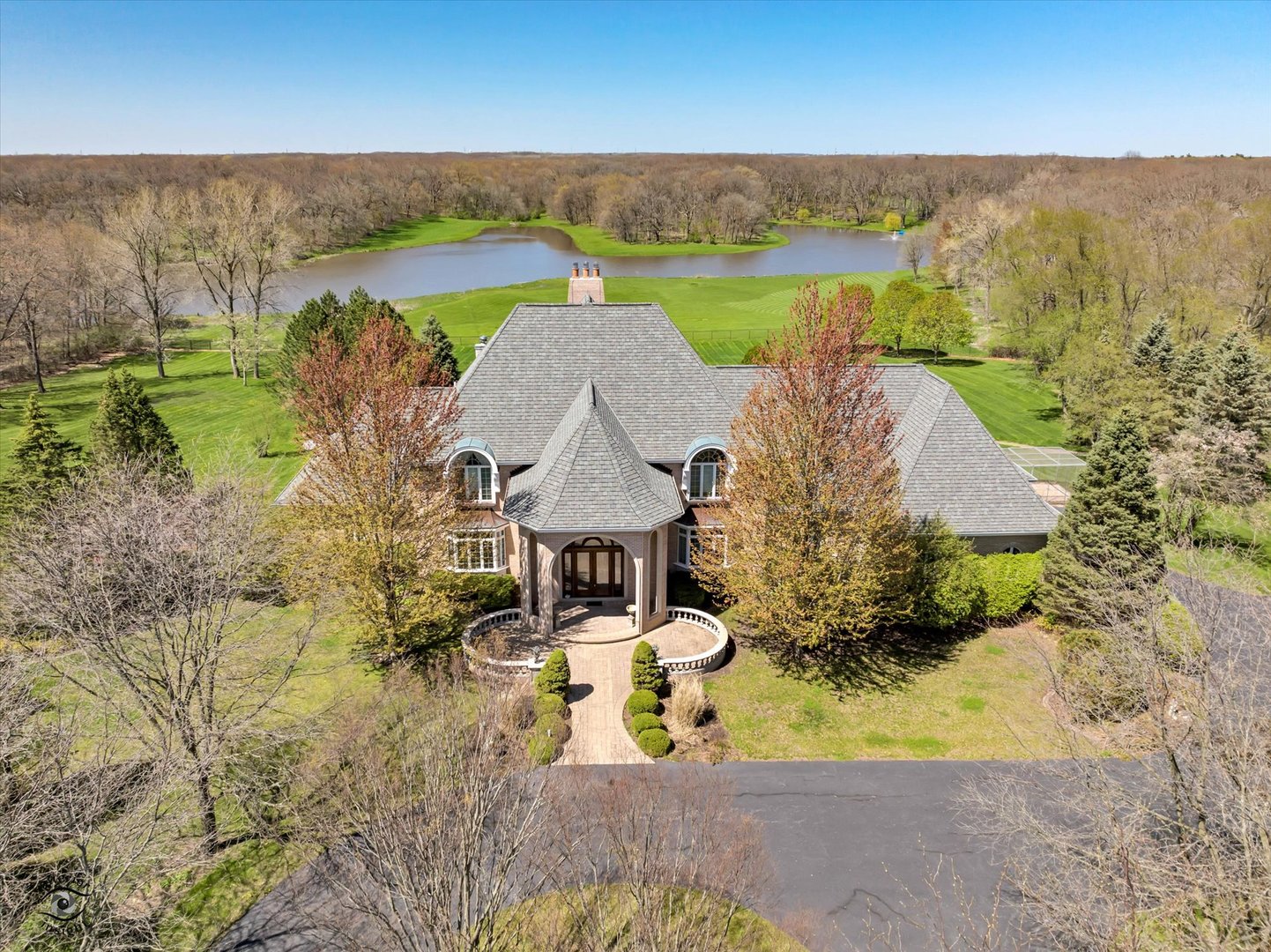 228 East Goodenow Road Beecher, IL 60401 - Photo 2 of 78 an aerial view of a house with a yard and lake view