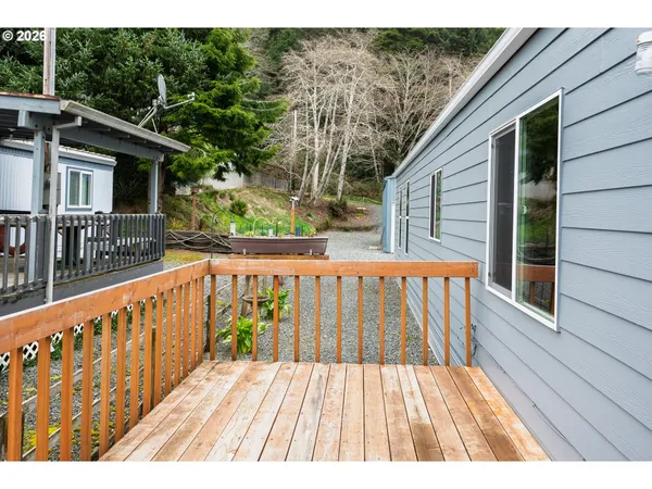 a view of wooden deck