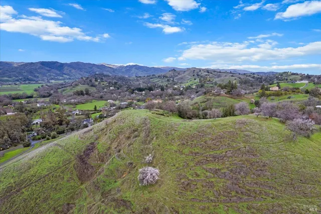 an aerial view of a swimming pool