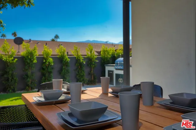 a outdoor living space with furniture