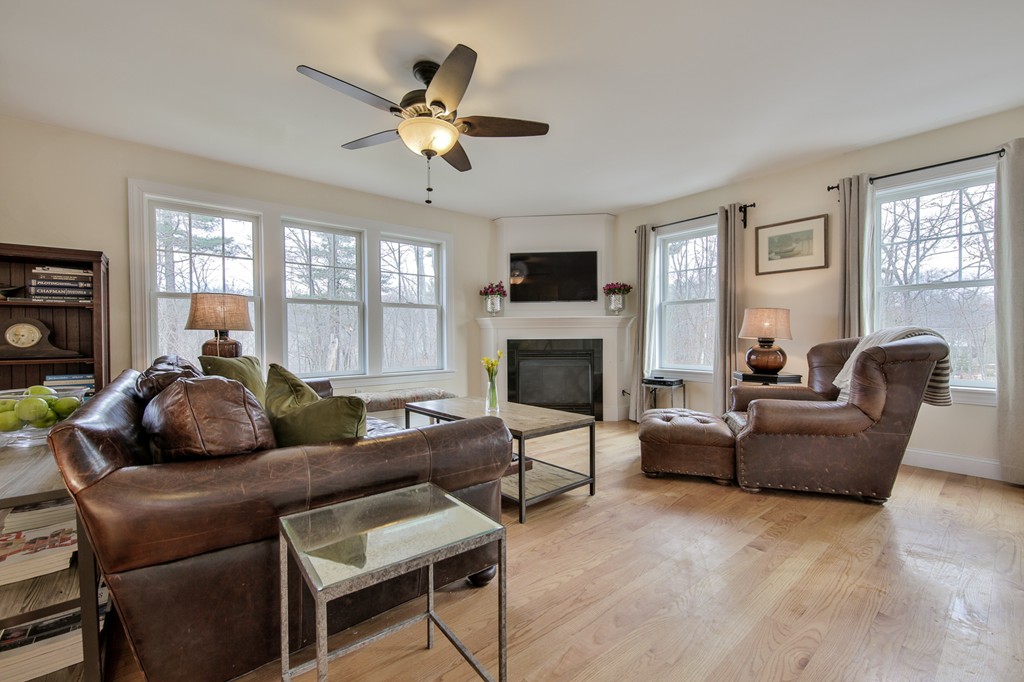 3 Erin Road Amesbury, MA 01913 - Photo 4 of 29 a living room with furniture a fireplace and a flat screen tv