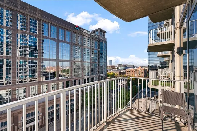 a view of city from a balcony