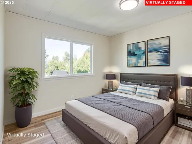 a view of a room that has a window in it