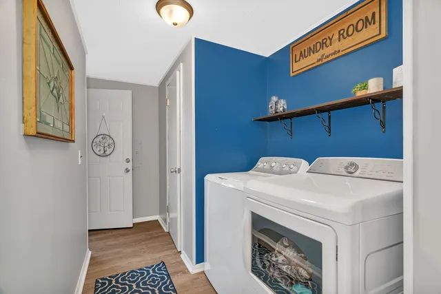 a utility room with dryer and washer