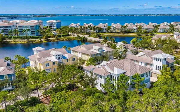 an aerial view of a houses with outdoor space